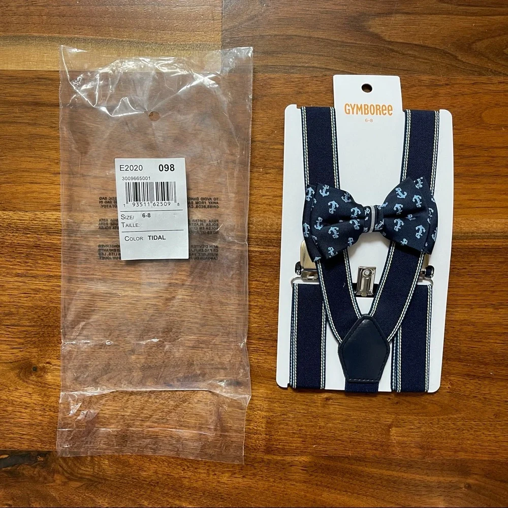 Gymboree Bow Tie and Suspenders Set in Spring Jubilee Size 6-8